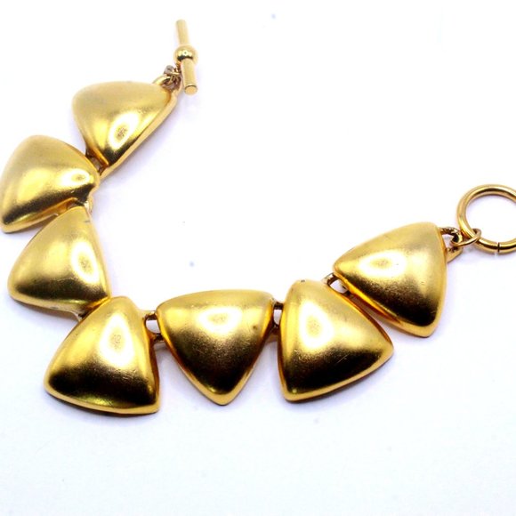 Anne Klein AK Signed Designer High End Gold Tone Modern Triangular Link Bracelet - Picture 4 of 6